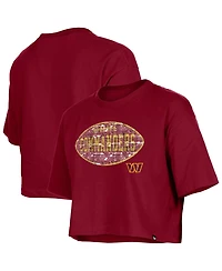 New Era Girl's Burgundy Washington Commanders Flip Sequin Boxy T-Shirt