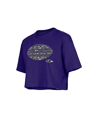New Era Girl's Purple Baltimore Ravens Flip Sequin Boxy T-Shirt