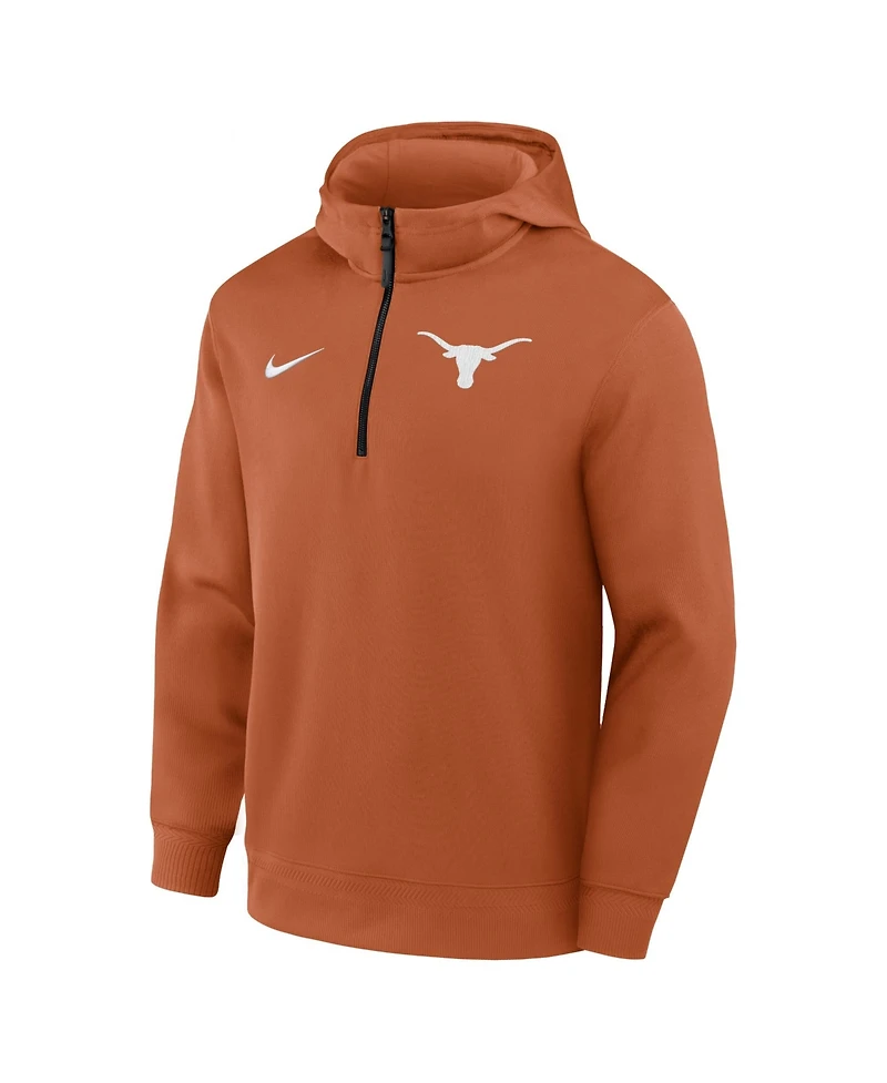 Nike Men's Texas Orange Longhorns Coaches Premium Dri-fit Quarter-Zip Hoodie