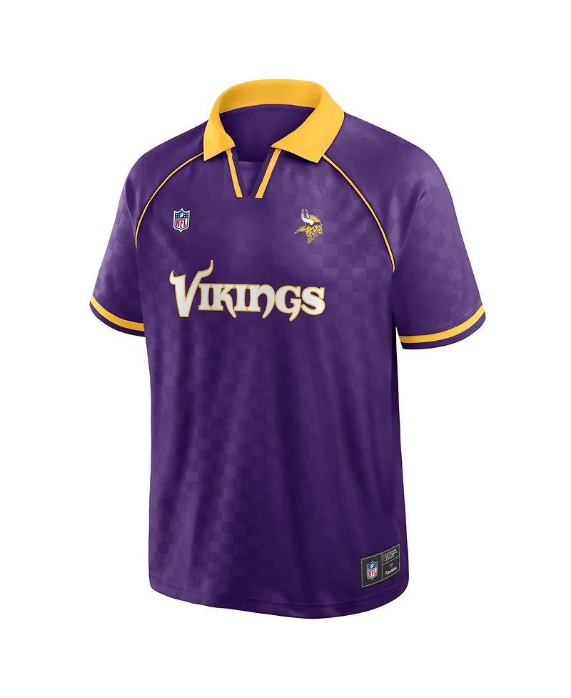 Fanatics Men's Purple/Gold Minnesota Vikings Homerun Raglan V-Neck Polo Shirt