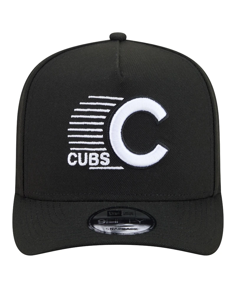 New Era Men's Black Chicago Cubs Motion A-Frame 9FIFTY Snapback Hat