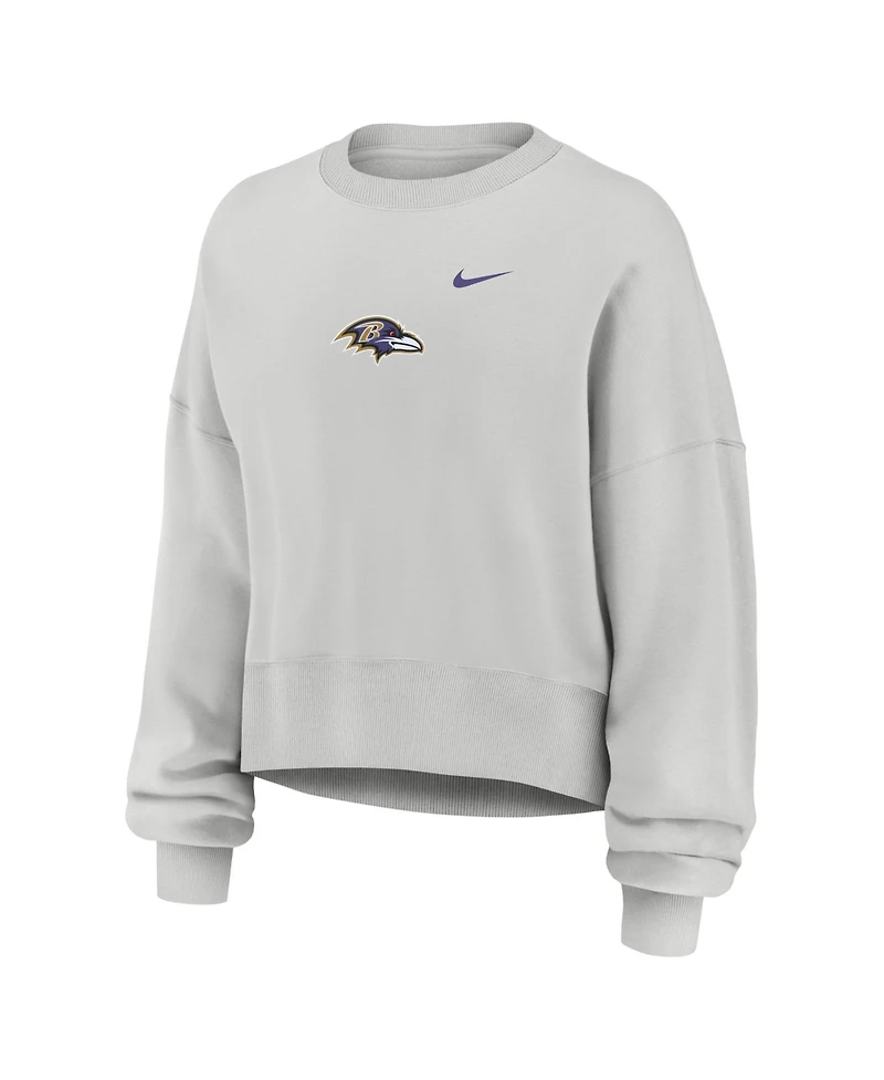 Nike Women's Gray Baltimore Ravens Oversized Primetime Phoenix Fleece Sweatshirt