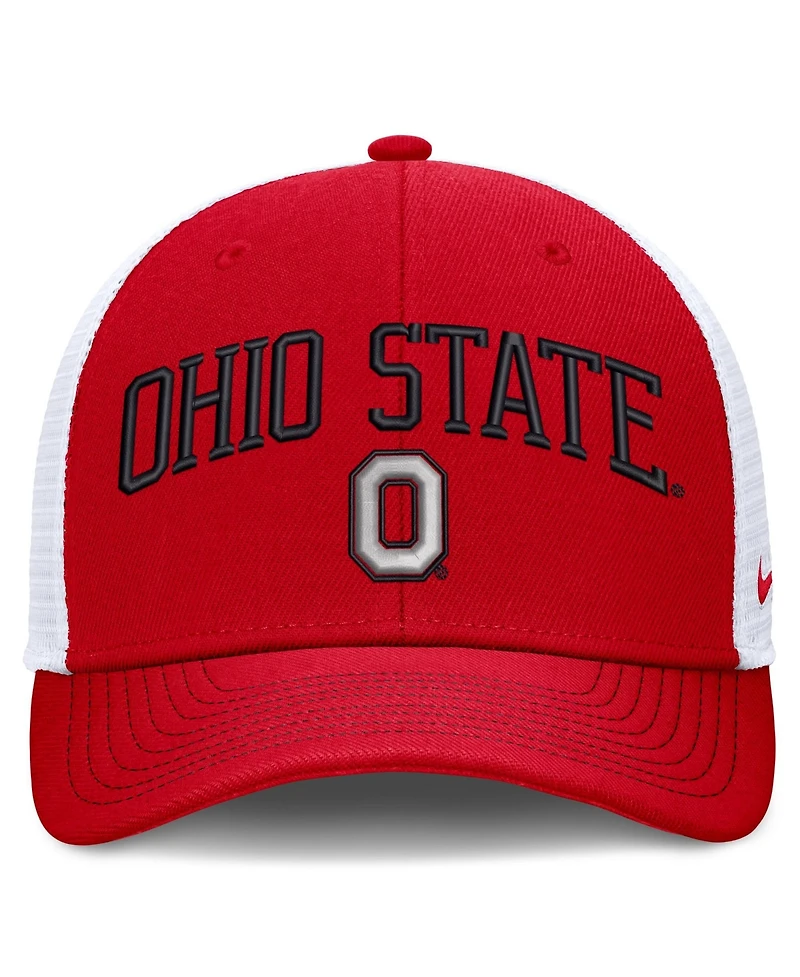 Nike Men's and Women's Scarlet/White Ohio State Buckeyes Primetime Arched Trucker Adjustable Hat