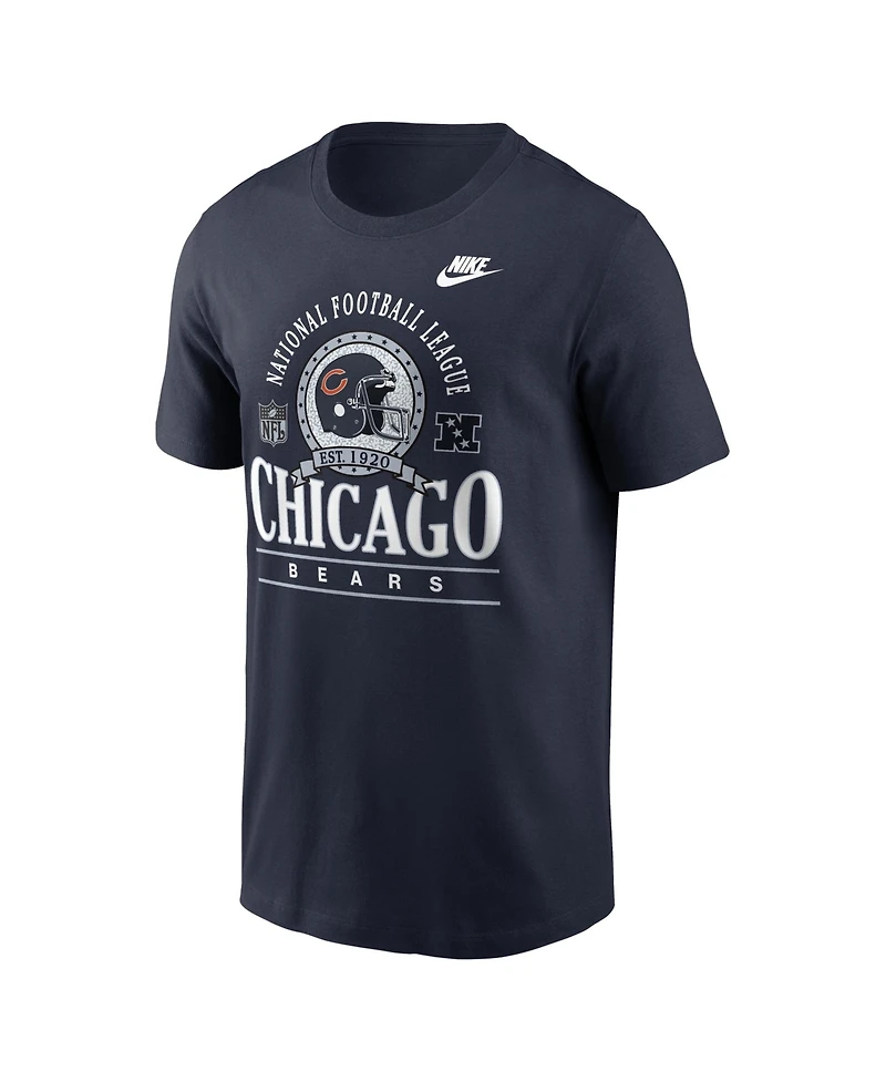 Nike Men's Navy Chicago Bears Rewind Team Spirit Essential Cotton T-Shirt