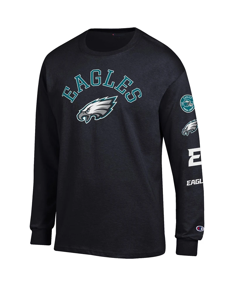 Champion Men's Black Philadelphia Eagles Seal Long Sleeve T-Shirt