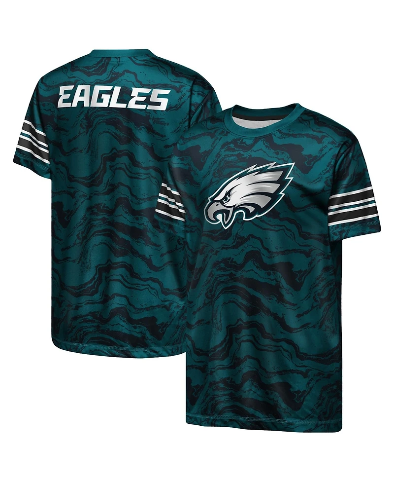 Outerstuff Big Boys and Girls Midnight Green Philadelphia Eagles Slant Route Performance T-Shirt