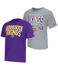 Starter Men's Purple/Gray Minnesota Vikings Two-Pack Logo T-Shirt Set