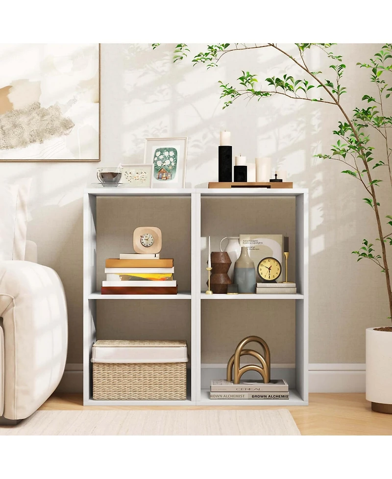 Costway 2-Cube Bookcase Open Back Bookshelf with Anti-tip Kit Modern Style Organizer