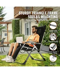 Gouun 33 Inch Zero Gravity Recliner Chair with Cushion and Cupholder, 500 lbs Capacity