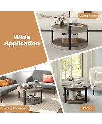 Gouun 34.5-Inch Rubber Wood 2-Tier Round Center Table