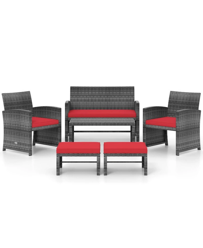 Gouun Outdoor Pe Rattan Patio Conversation Set with Loveseat