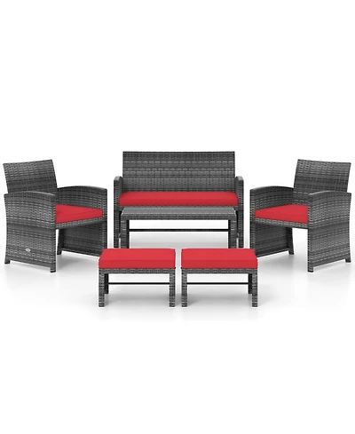 Gouun Outdoor Pe Rattan Patio Conversation Set with Loveseat