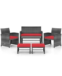 Gouun Outdoor Pe Rattan Patio Conversation Set with Loveseat