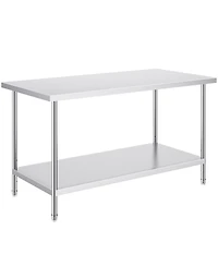 Hongge Extra Wide 30 x 60 in Stainless Steel Workstation Table Rated for 910 lbs with 3 Adjustable Height Levels