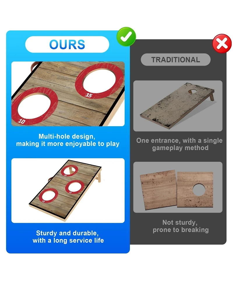 Aofar Electronic Cornhole Set Automatic Scoring Wood 8 Bags Carry Case
