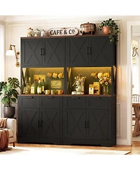 Aheaplus 71" Tall Wood Kitchen Pantry Cabinet with Charging Station and Drawers