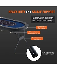 Slickblue Portable 8-Player Poker Table with Folding Design, Padded Rails and Cup Holders