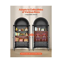 Slickblue 70" Tall Glass Door Cabinet with Adjustable Shelves for Home Storage