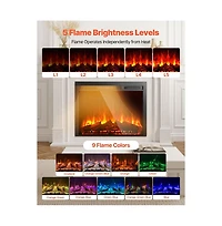 Slickblue Recessed Electric Fireplace Insert Wall Mounted Heater with Adjustable Flames