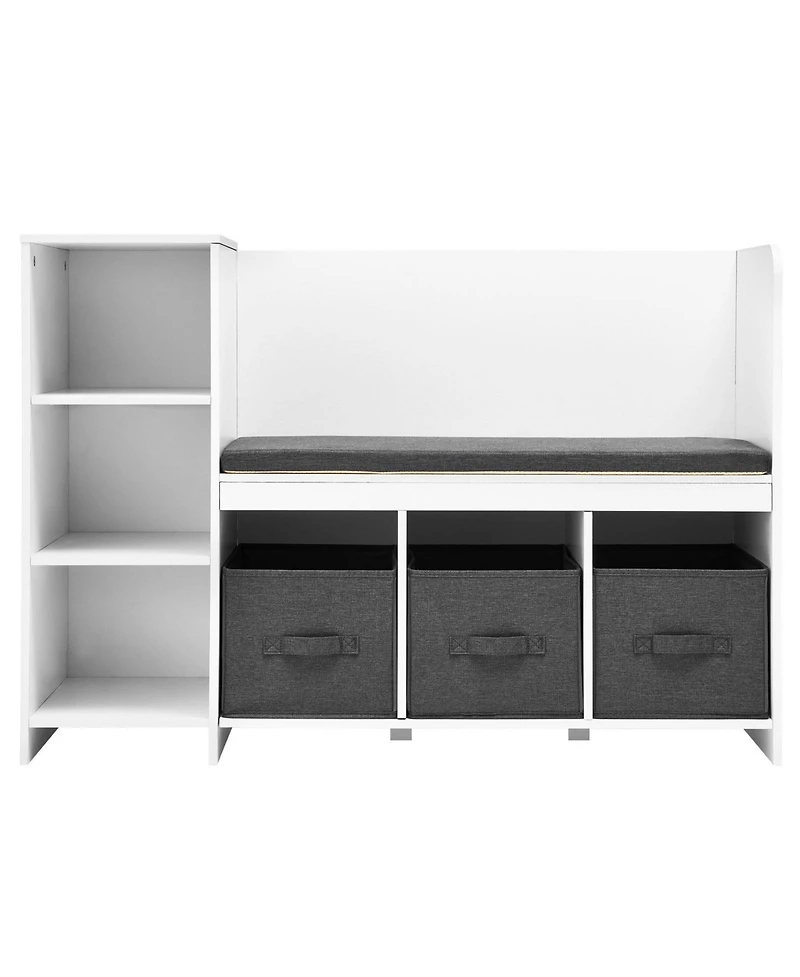 Slickblue Kids Reading Nook Bench with 6 Cubby Storage and Detachable Cushion