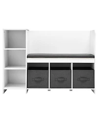Slickblue Kids Reading Nook Bench with 6 Cubby Storage and Detachable Cushion
