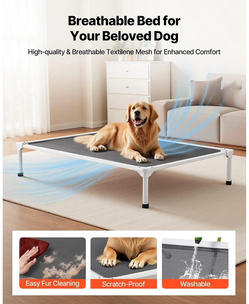 Gouun Xl Elevated Dog Bed 49 x 33 Inch, Raised Pet Cot with Aluminum Frame and Breathable Textilene Mesh