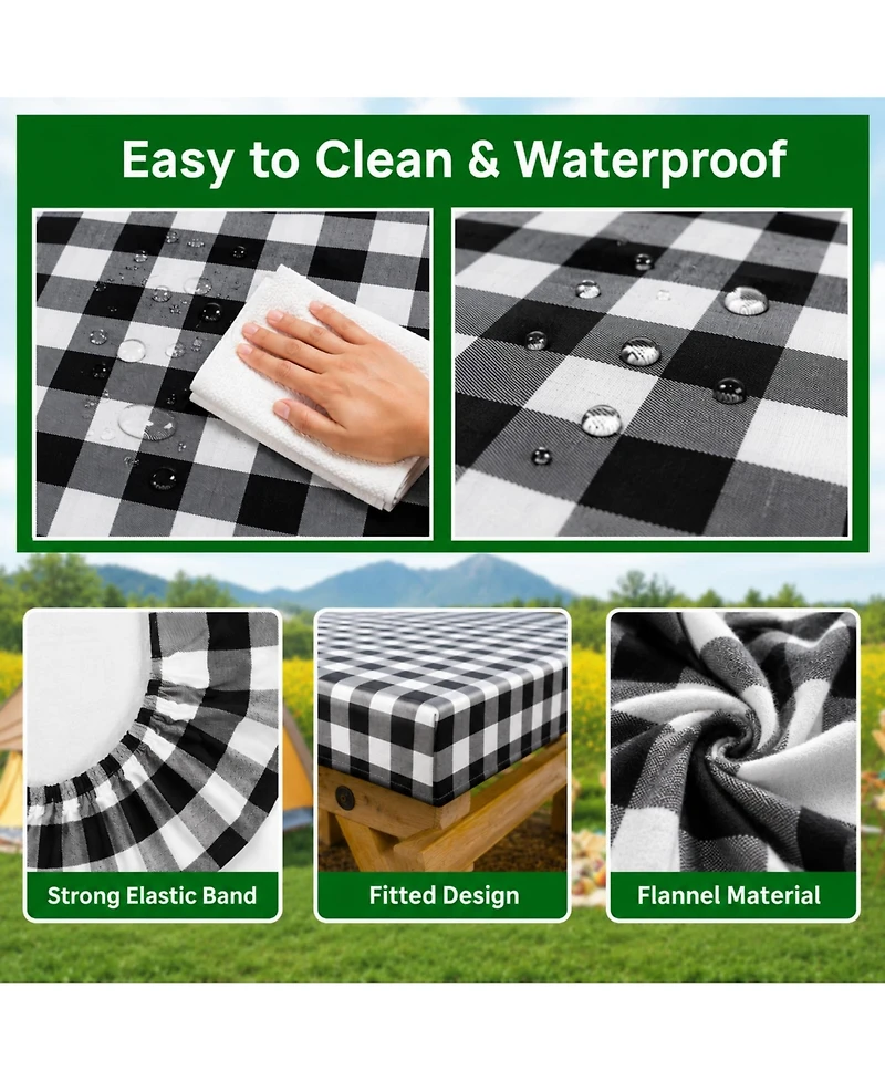 Piscifun Fitted Picnic Table And Bench Covers Waterproof Windproof Elastic Edges For Outdoor Camping