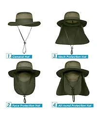 Piscifun Men's Outdoor Sun Hat Wide Brim Upf 50+ Face Neck Flap Fishing Hiking Gardening