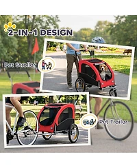Aosom Pet Stroller with Canopy Storage Pockets Adjustable Handlebar, Green