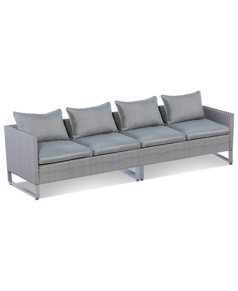 Gouun 2-Piece Outdoor Pe Wicker Patio Sofa Conversation Set with Cushions and Sofa Clips, 52 in Wide