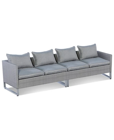 Gouun 2-Piece Outdoor Pe Wicker Patio Sofa Conversation Set with Cushions and Sofa Clips, 52 in Wide