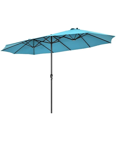 Gouun 15 ft Double-Sided Patio Umbrella with Hand-Crank System
