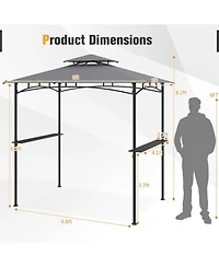 Gouun 8 x 5 Foot Grill Gazebo with 2 Shelves and Hanging Hooks