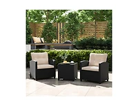 Boyel Living 3 Pieces Patio Furniture Set with Tempered Glass Coffee Table