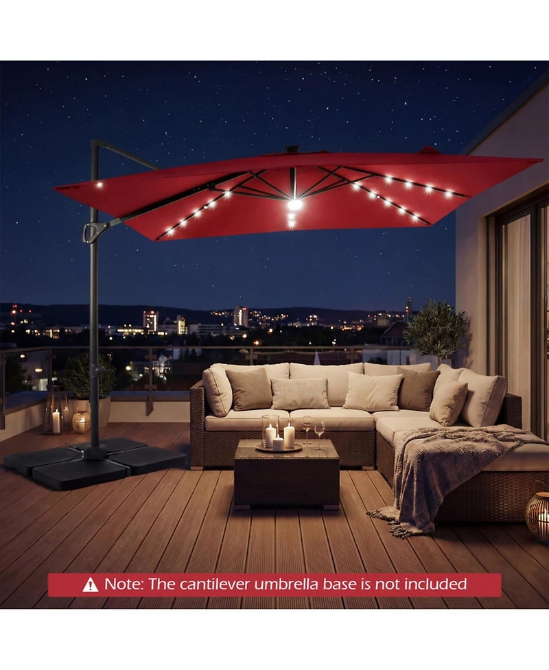 Gouun 10 feet Cantilever Offset Patio Umbrella with Solar Led Lights