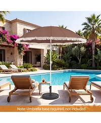 Gouun 7 feet Patio Umbrella with Fringe Boho Tassel Trim and Push-Button Tilt