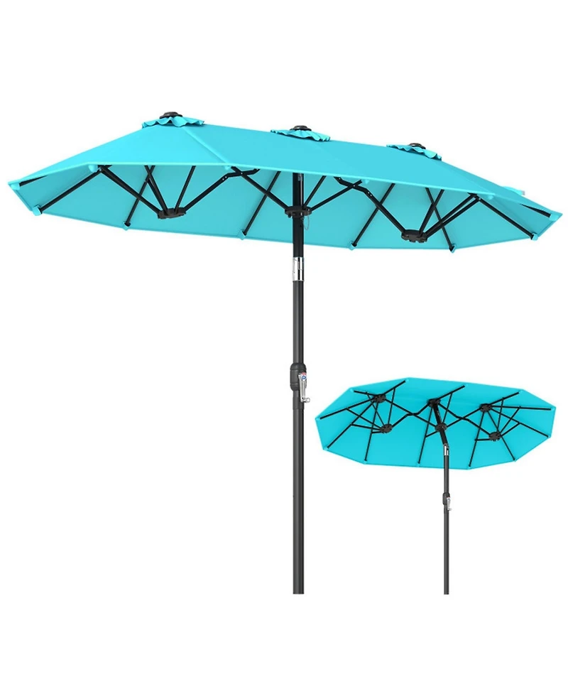 Gouun 10 feet Double-Sided Rectangular Patio Umbrella with Push-Button Tilt