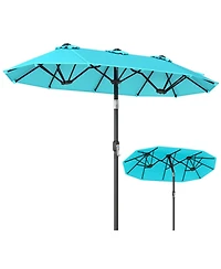 Gouun 10 feet Double-Sided Rectangular Patio Umbrella with Push-Button Tilt