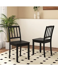 Gouun Set of 2 Farmhouse Dining Chairs with Curved Back and Rubber Wood Legs