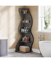 Tribesigns 5-Tier Wavy Corner Bookshelf with Curved Design