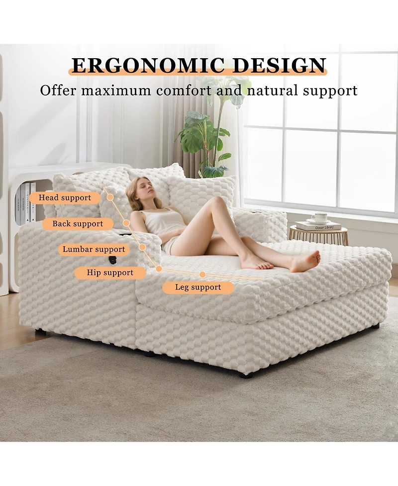 homfan 60" Cozy Reading Chair: Soft upholstered chair with armrests and pillows, converts to a sleeper sofa bed. Perfect for small spaces.