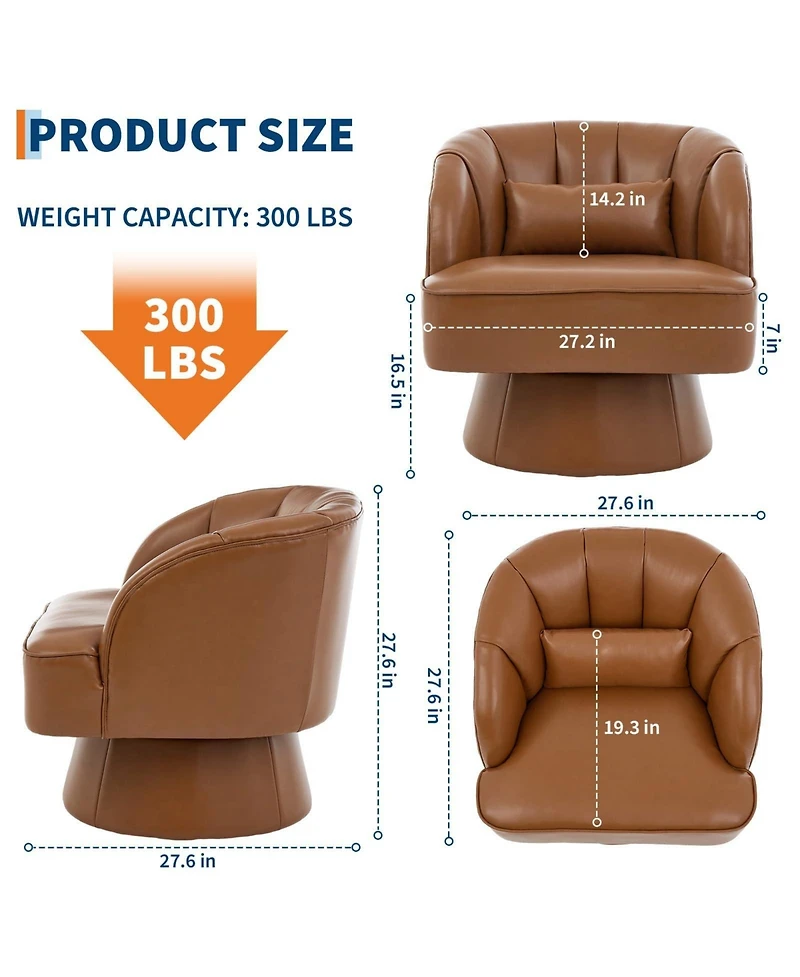 gaomon Modern 360degree(s) Swivel Barrel Accent Chair, Upholstered Armchair, Comfy Round Lounge Chair