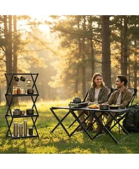 Piscifun 2-in-1 Folding Camping Set 3 Tier Storage Rack Heavy Duty Portable Outdoor Gear