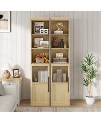 homfan Tall Bathroom Cabinet with Glass Door and Open Shelves, Narrow Storage for Bathroom, Living Room, Kitchen