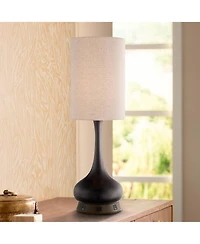 360 Lighting Modern Table Lamp with Usb and Ac Power Outlet Workstation Charging Base 24.5" High Droplet Living Room Desk Office
