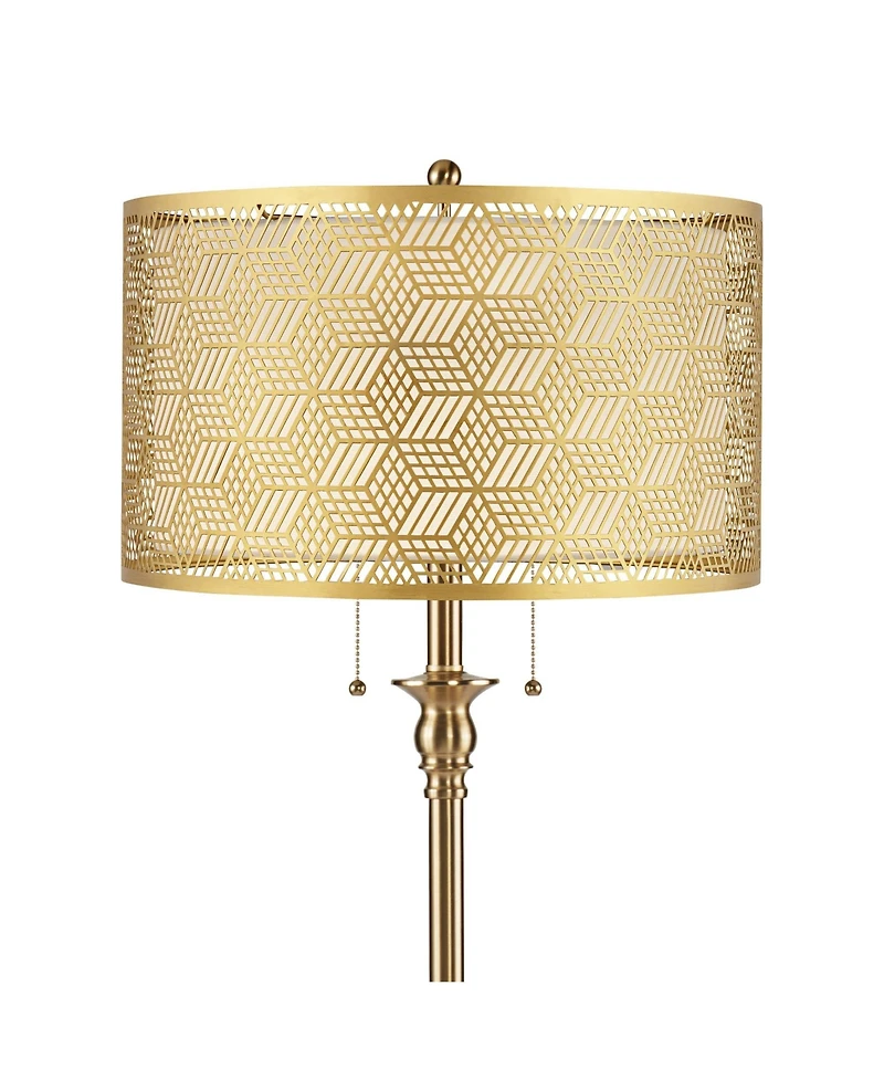 360 Lighting Dyna 58"H Antique Brass and Laser Cut Shade 2-Light Floor Lamp