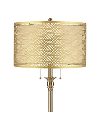 360 Lighting Dyna 58"H Antique Brass and Laser Cut Shade 2-Light Floor Lamp