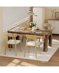 homfan 63" Heavy Duty Farmhouse Dining Table, 1.18" Thick Top, Seats 4-6, Rustic 300 lbs