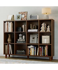 homfan 12 Cube Bookcase, 3-Tier Open Bookshelf with Wood Finish, Modern Storage Organizer for Home Office Living Room Bedroom