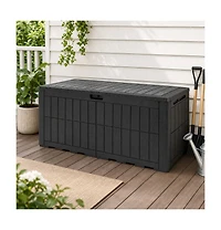 Gouun 120 Gal Outdoor Deck Box with Lid Handles and Bench Seating for 3 Adults